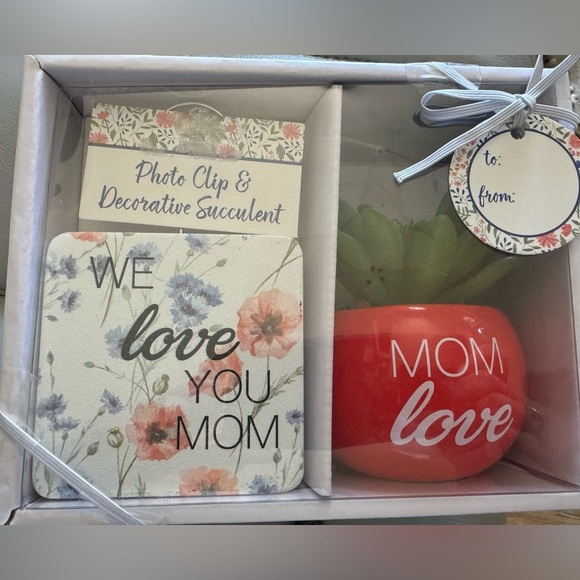 Other - New Mom gift set photo clip and decorative succulent